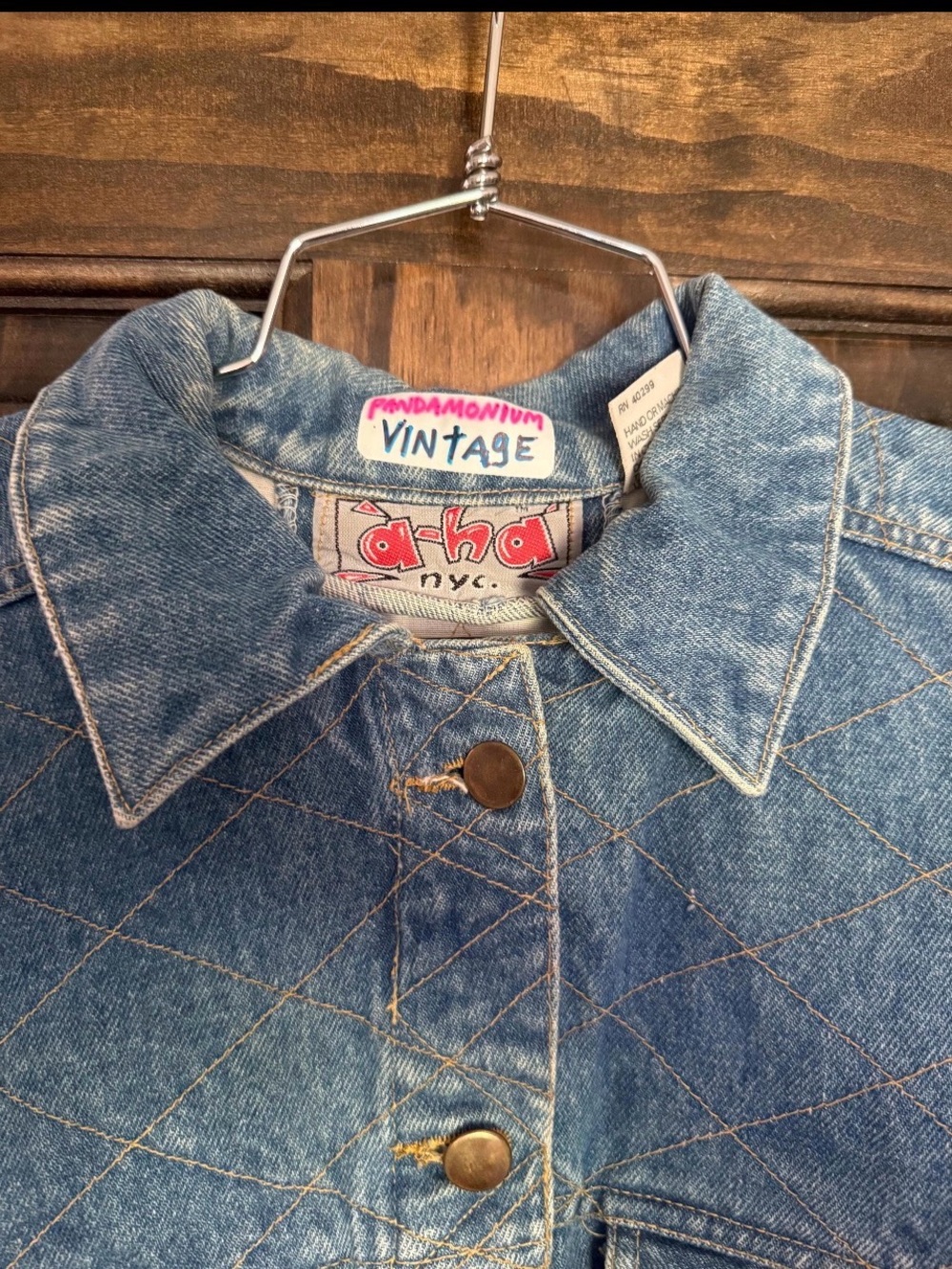 Custom Denim Jacket with Earth Graphic Patch by AHA NYC small - Picture 2 of 8